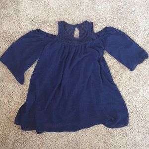 Cold Shoulder Navy Blue Going Out Shirt